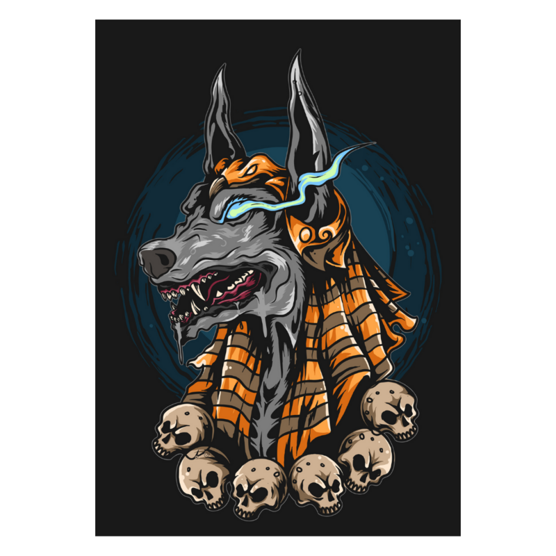 Poster plastifié - Anubis collier de crânes