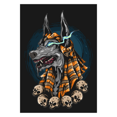 Poster plastifié - Anubis collier de crânes