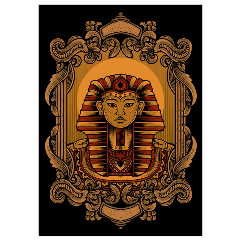 Poster plastifié - Pharaon rouge et or