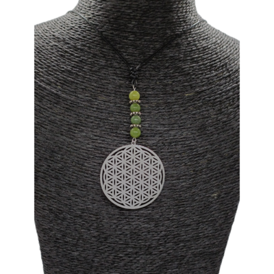Collier Fleur de vie avec Jade néphrite