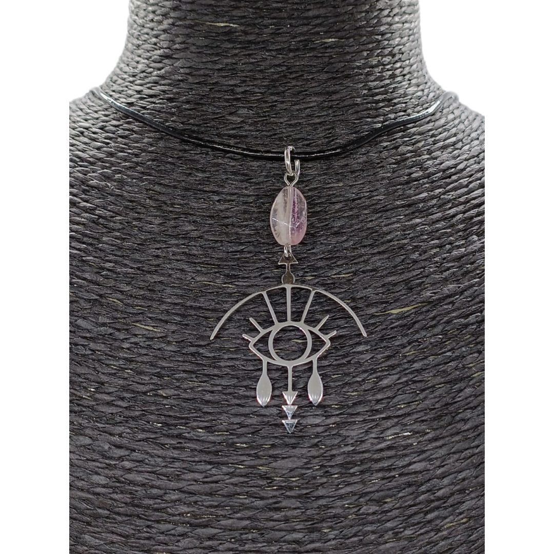 Collier - Oeil graphique - Fluorite ovale