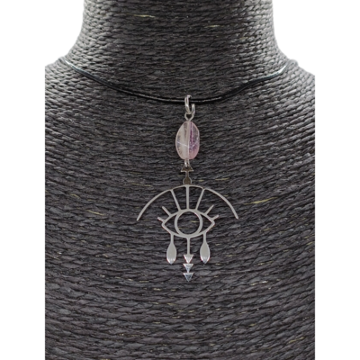 Collier - Oeil graphique - Fluorite ovale