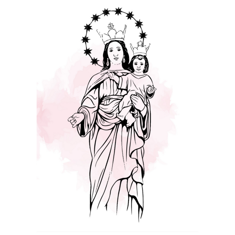Poster plastifié - Marie et l&#39;enfant Jésus