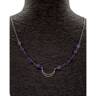 Collier - Croissant de lune et Améthyste