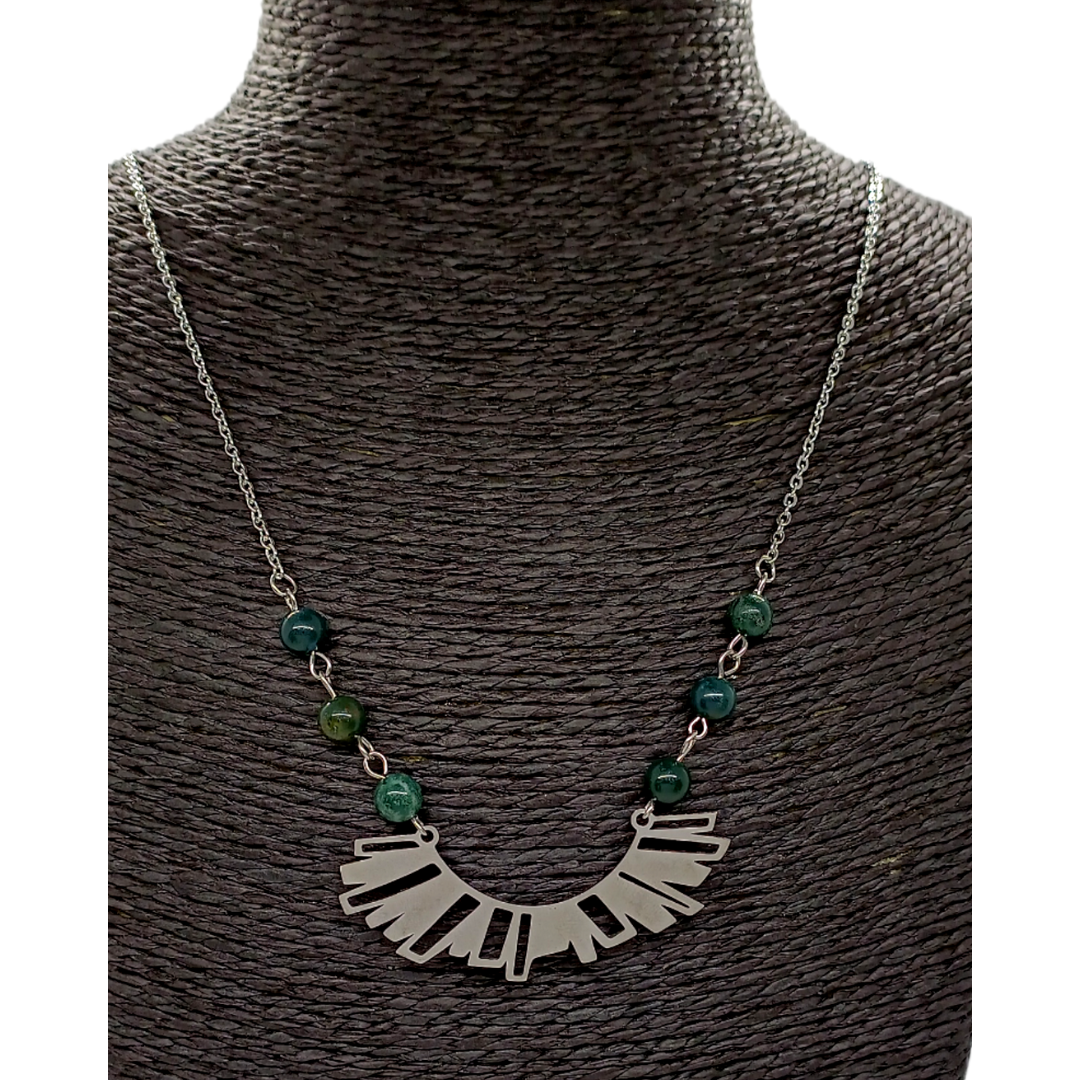 Collier - Pendentif tribal et Jaspe héliotrope
