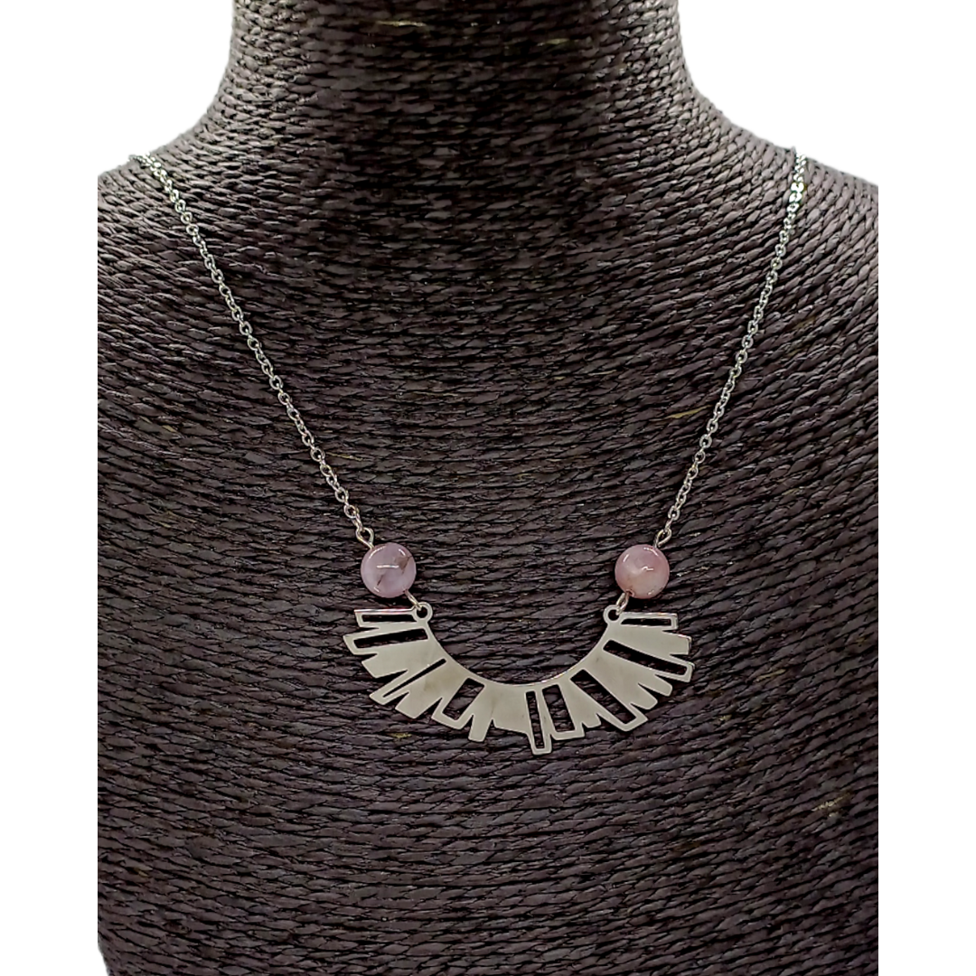 Collier - Pendentif tribal et Kunzite