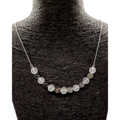 Collier - labradorite &amp; cristal de roche - 8 mm