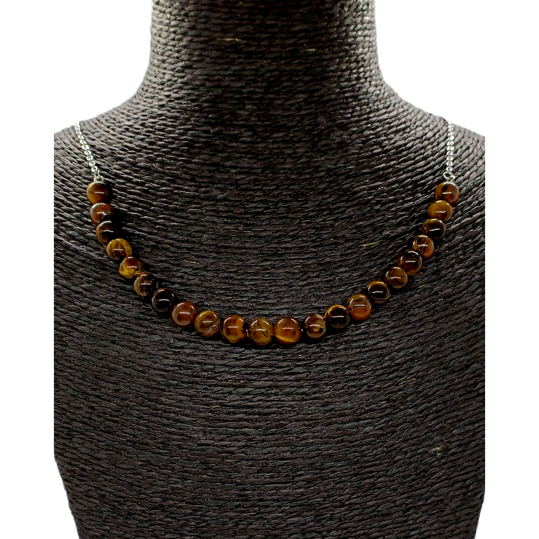 Collier - Oeil de tigre 8 mm
