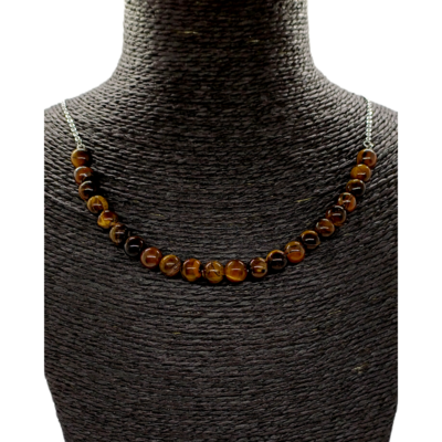 Collier - Oeil de tigre 8 mm