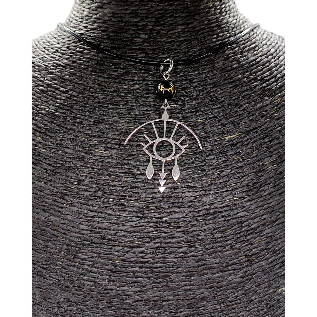 Collier - Oeil graphique - Obsidienne Ôm 8 mm