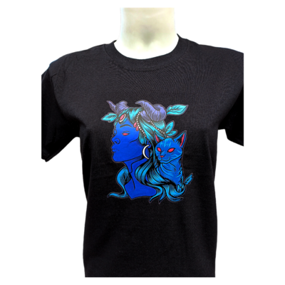 T-Shirt unisexe - Sorcière Bleue avec chat