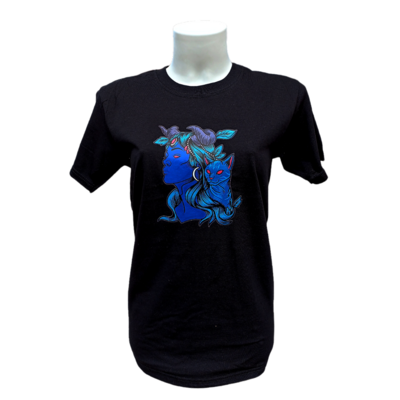 T-Shirt unisexe - Sorcière Bleue avec chat