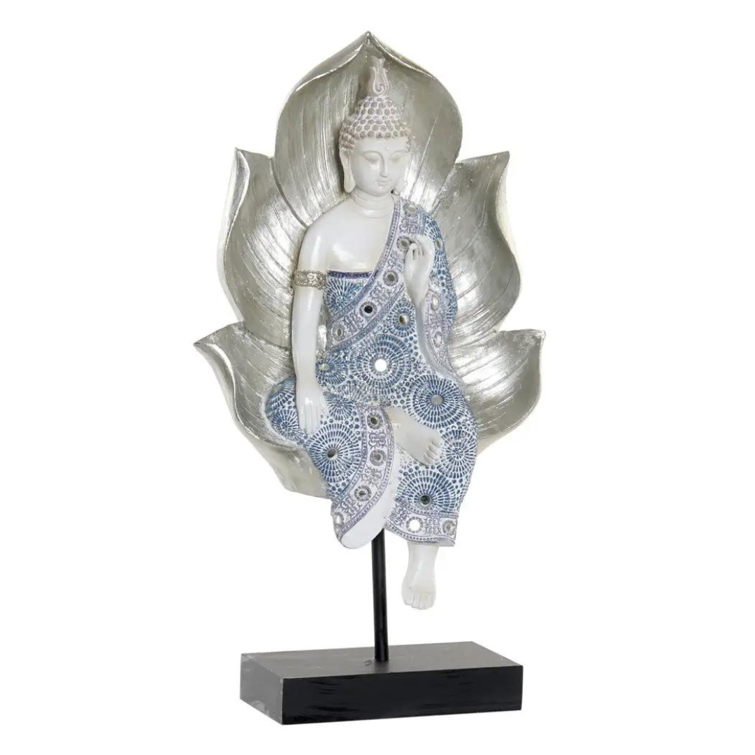 Statue Bouddha blanc feuille Lotus