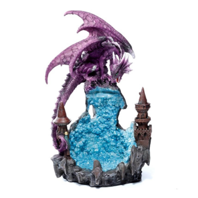 Statuette Dragon et cascade cristal bleu