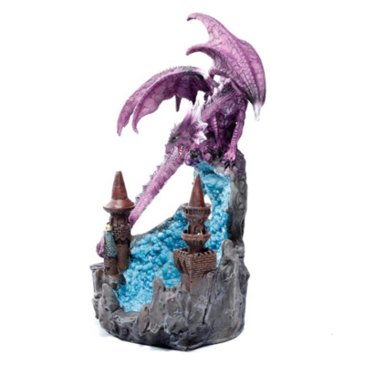 Statuette Dragon et cascade cristal bleu