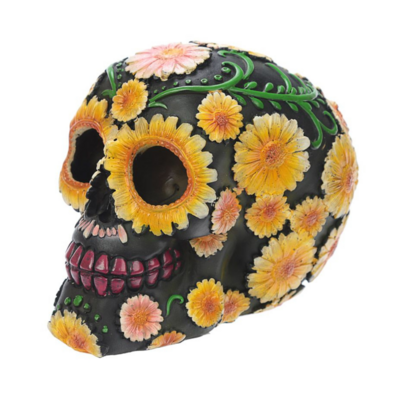 Crâne de Décoration - fleurs jaunes