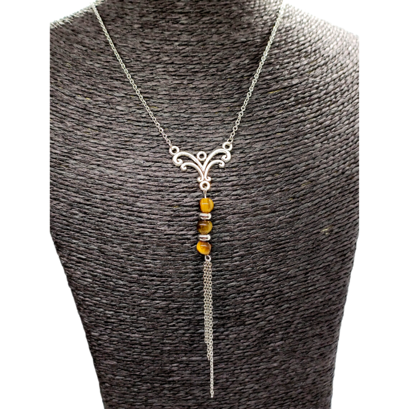 Collier - Pendentif ornemental et Oeil-de-tigre
