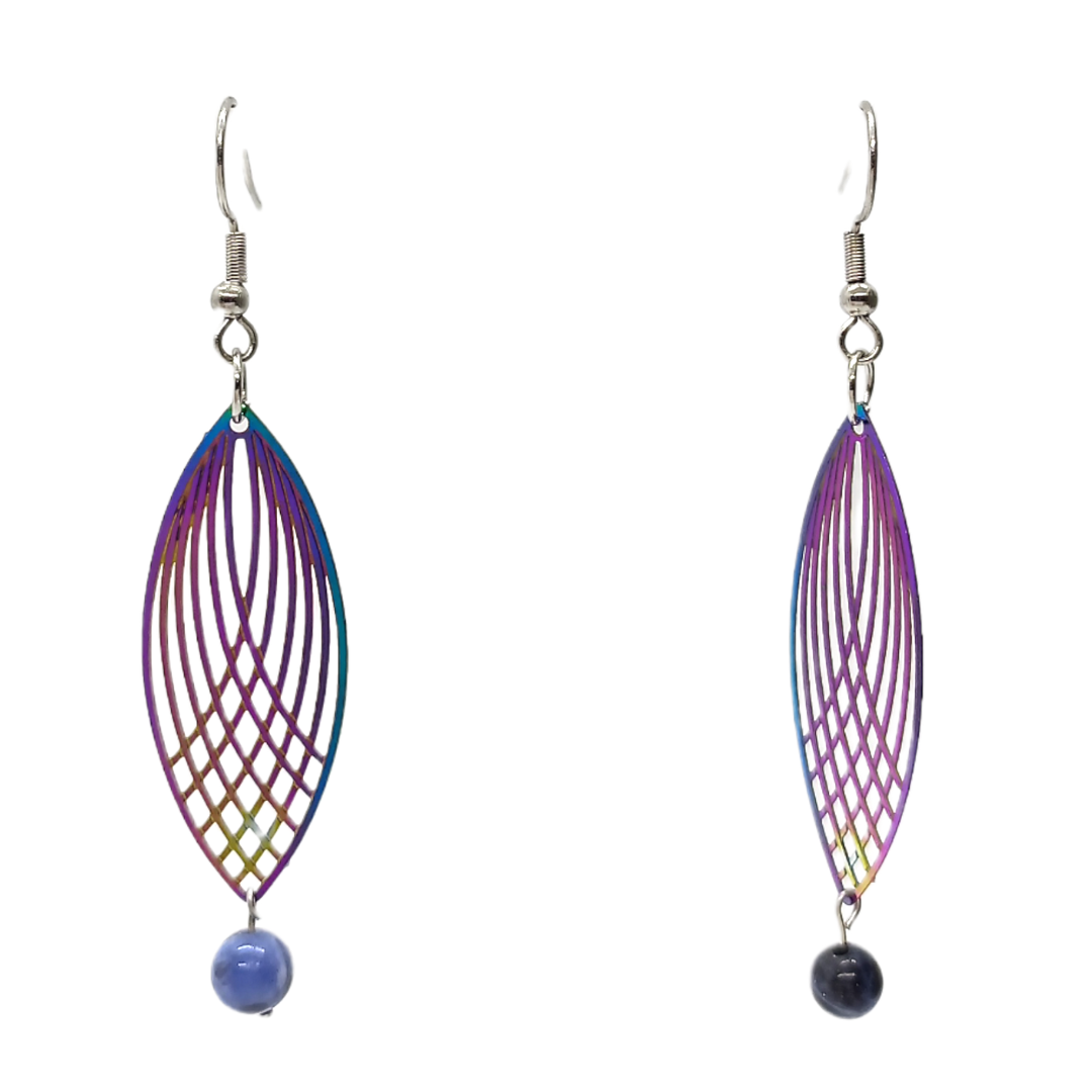 Boucles d'oreille - Pendentif tressé et Sodalite