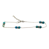 Bracelet de cheville - Perles d&#39;Apatite bleue