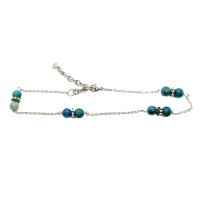 Bracelet de cheville - Perles d'Apatite bleue