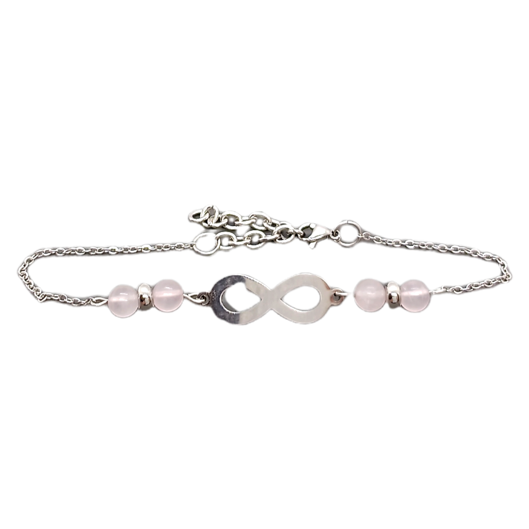 Bracelet de cheville - Quartz rose et Lemniscate