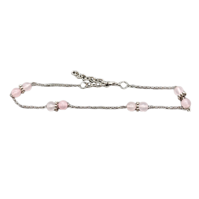 Bracelet de cheville - Perles de Quartz rose