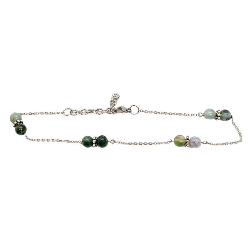Bracelet de cheville - Perles d&#39;Agate mousse