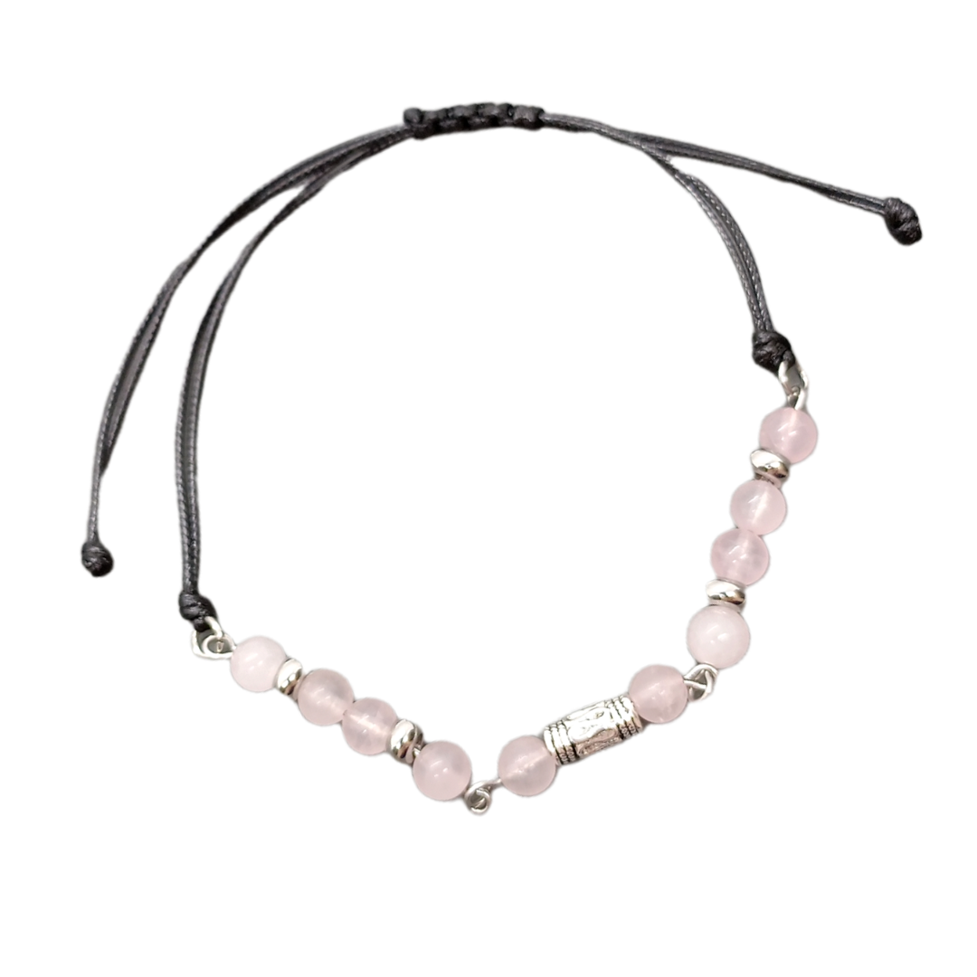 Bracelet de cheville macramé - Quartz rose