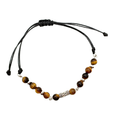 Bracelet de cheville macramé - Oeil-de-tigre
