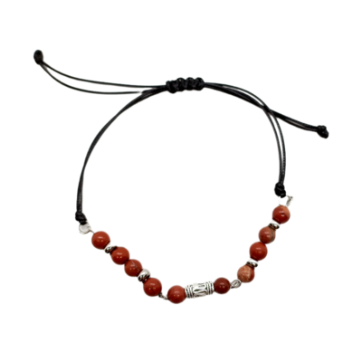 Bracelet de cheville macramé - Jaspe rouge