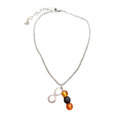 Bracelet de cheville - Lemniscate, Cornaline et Pierre de lave