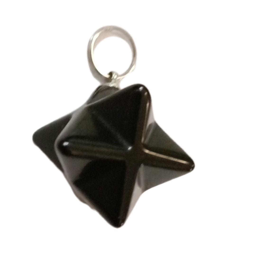 Pendentif Merkabah - Obsidienne noire