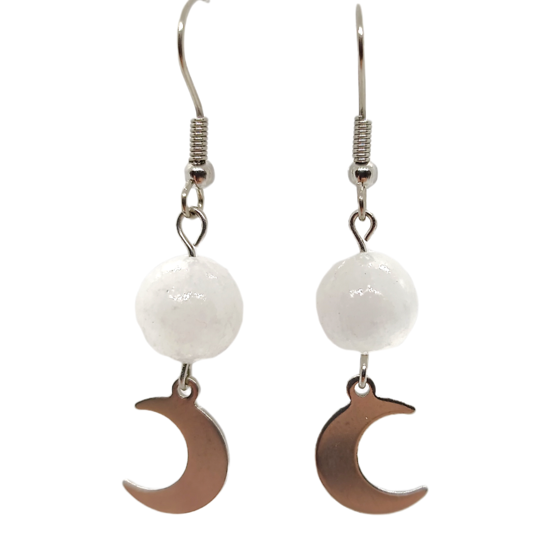 Boucles d&#39;oreilles - Sélénite et croissant de lune