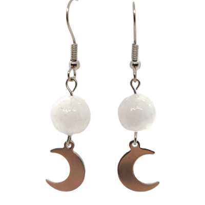 Boucles d&#39;oreilles - Sélénite et croissant de lune