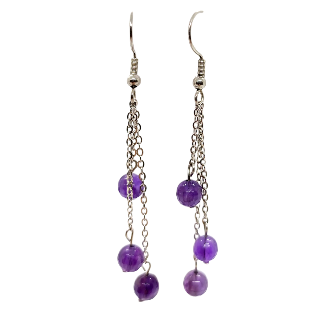 Boucles d&#39;oreilles Améthyste facettée