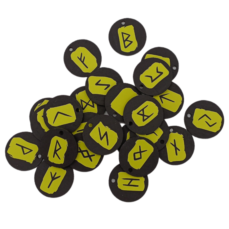 Set de runes Futhark en bois peint personnalisable - Vinyl