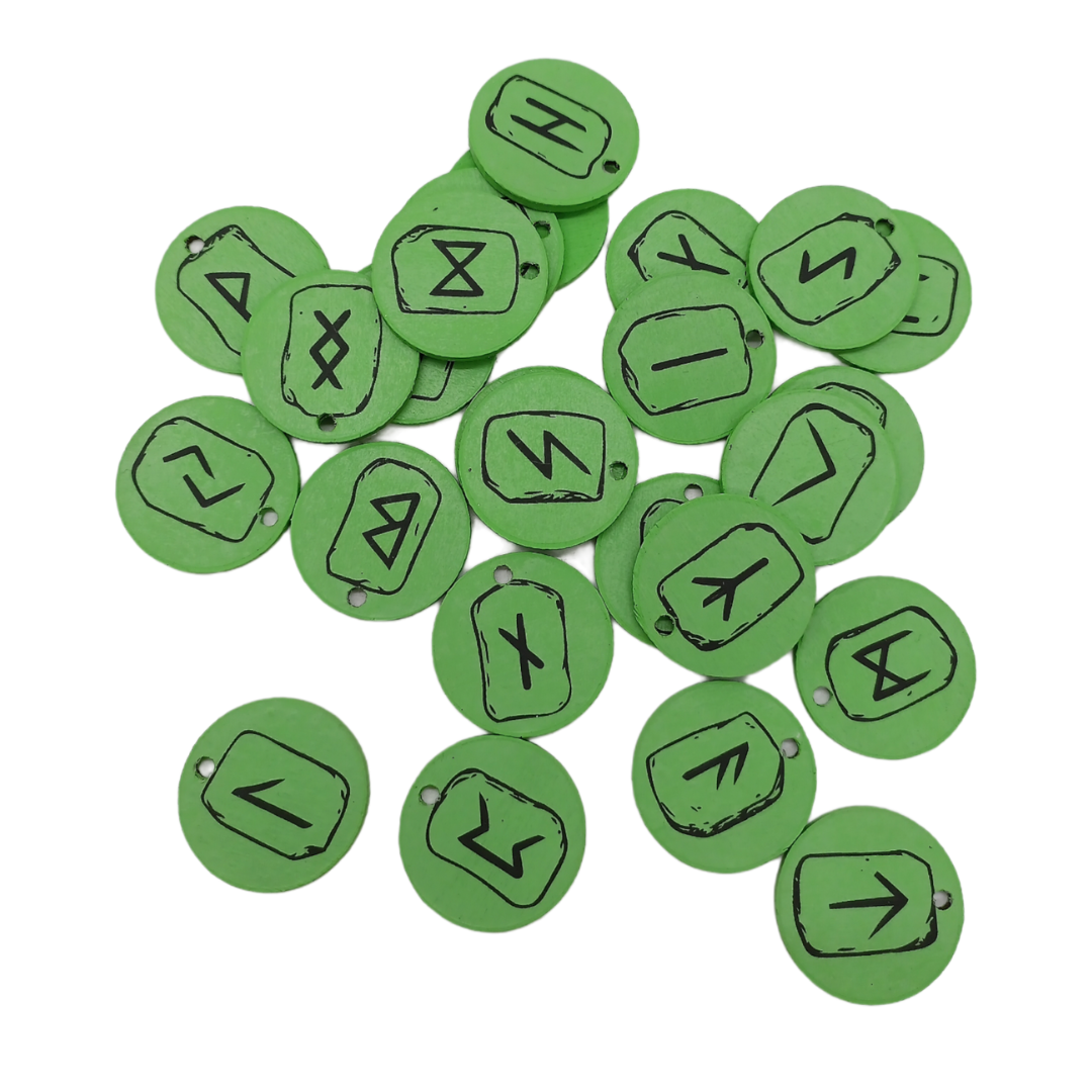 Set de runes Futhark en bois peint personnalisable - Autocollant