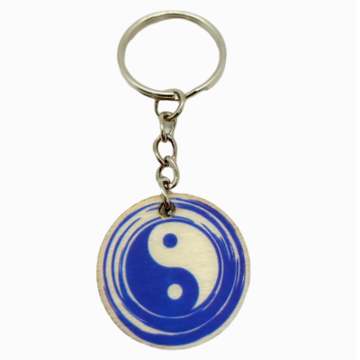 Porte-clés en bois verni - Yin yang