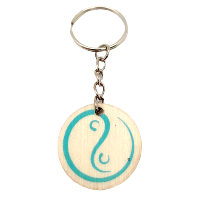 Porte-clés en bois verni - Yin Yang