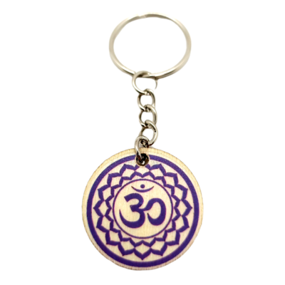 Porte-clés en bois verni - Chakra couronne