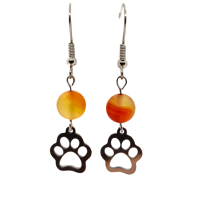 Boucles d&#39;oreilles - Cornaline mate et patoune