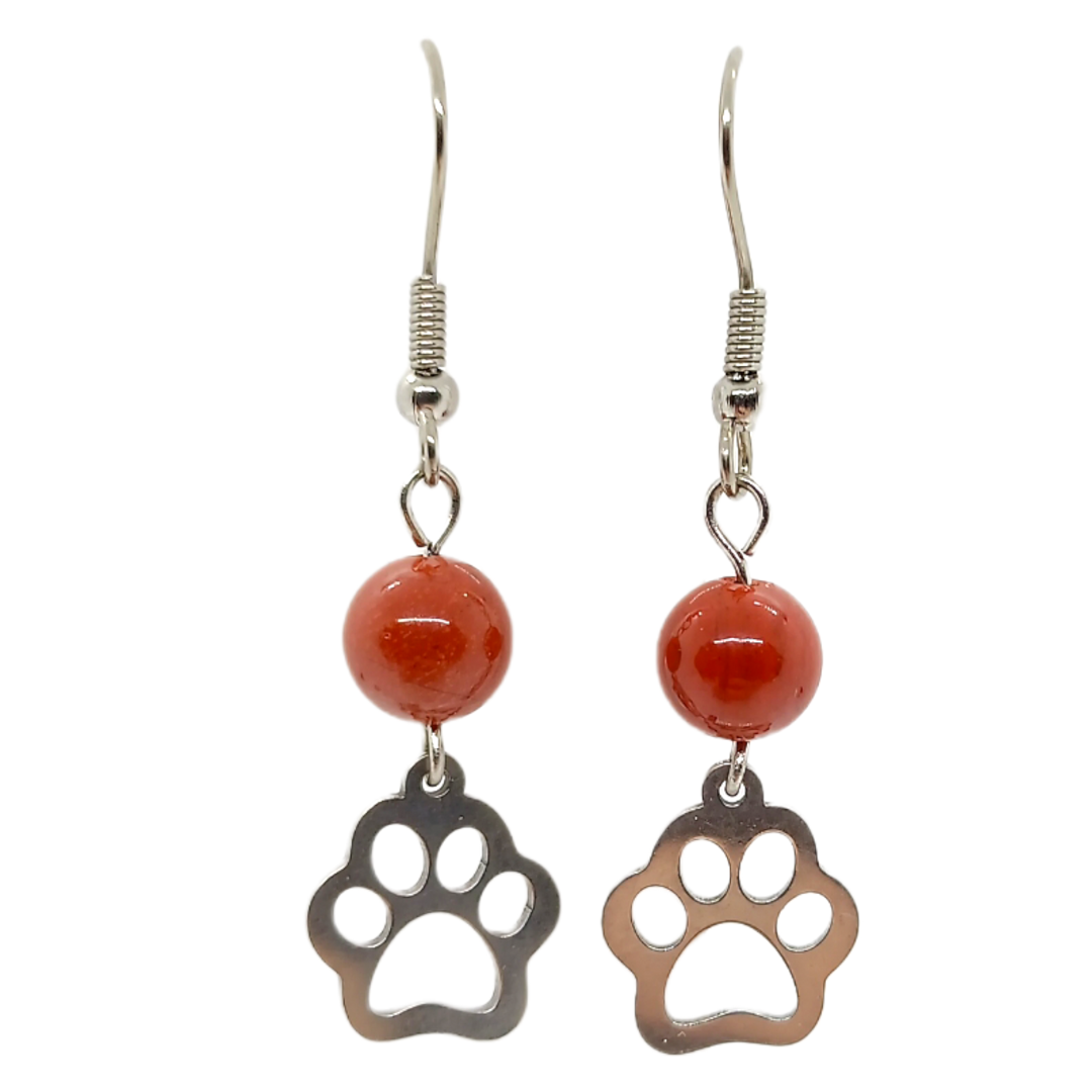 Boucles d&#39;oreilles - Jaspe rouge et patoune