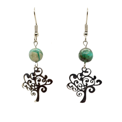 Boucles d&#39;oreilles - Chrysocolle - Arbre de vie
