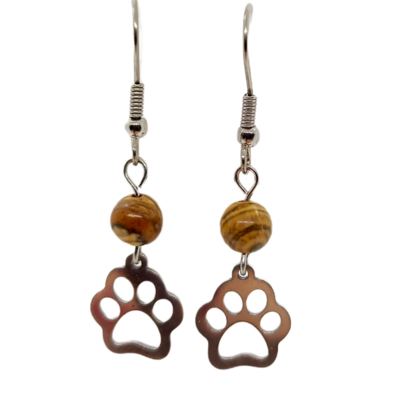 Boucles d&#39;oreilles - Jaspe paysage et patoune