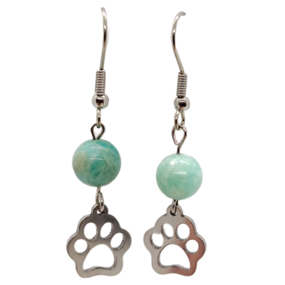 Boucles d&#39;oreilles - Amazonite et patoune