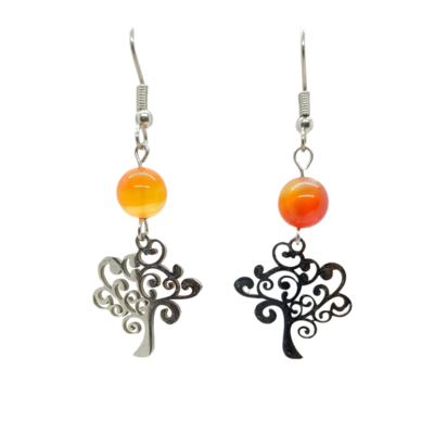 Boucles d&#39;oreilles - Cornaline et arbre de vie