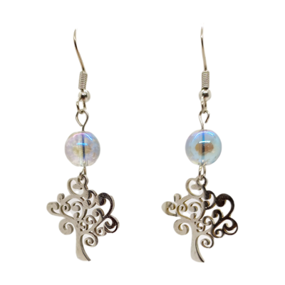 Boucles d&#39;oreilles - Aqua Aura et arbre de vie
