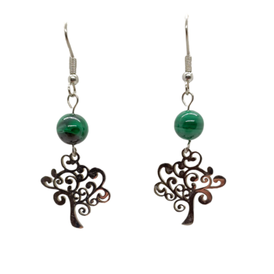 Boucles d&#39;oreilles - Malachite et arbre de vie