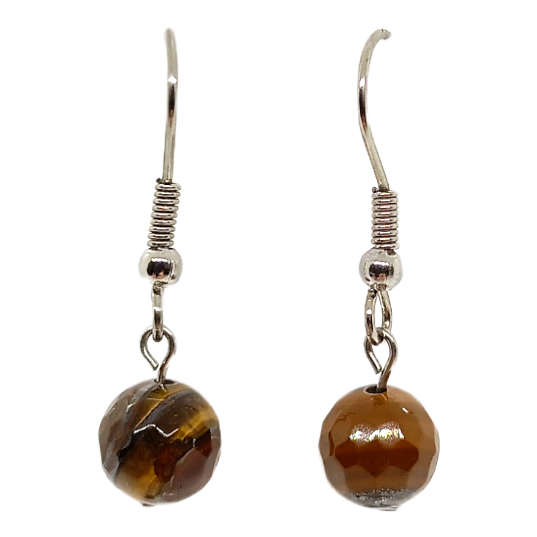 Boucles d&#39;oreilles - Oeil de tigre facetté