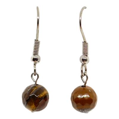 Boucles d&#39;oreilles - Oeil de tigre facetté